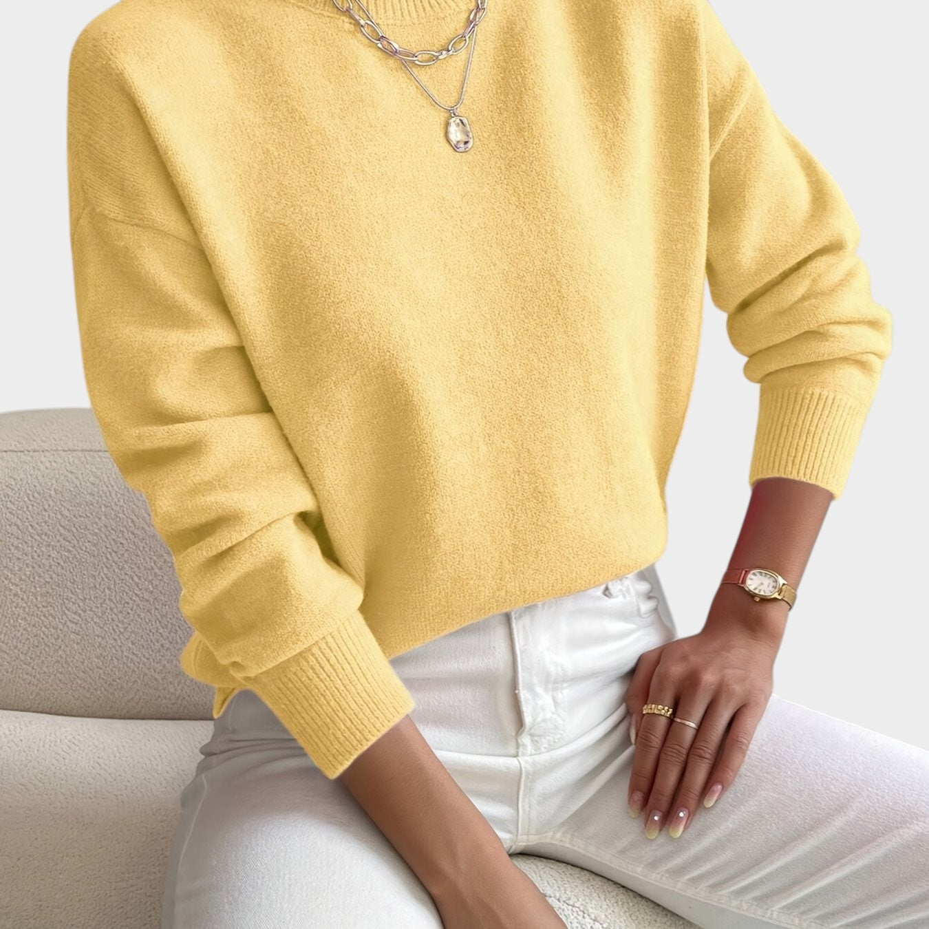 Rosalie | Mock Neck Drop-Shoulder Pullover