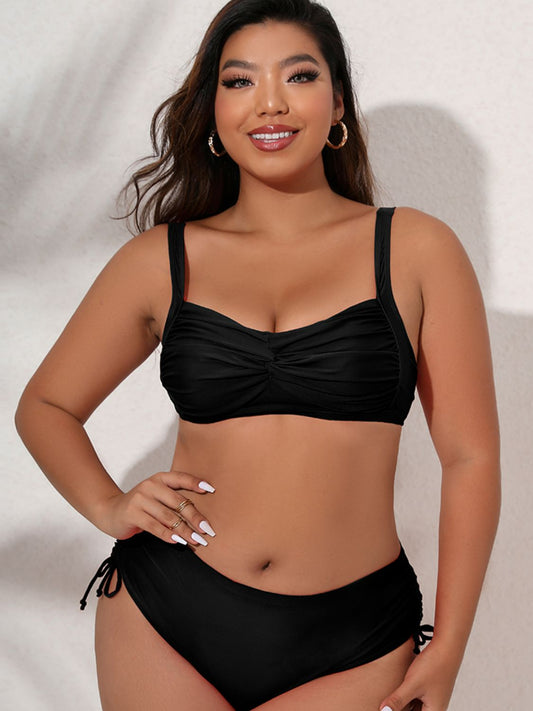 Plus Size Bikini-Set mit verdrehter Vorderseite und Bindeband