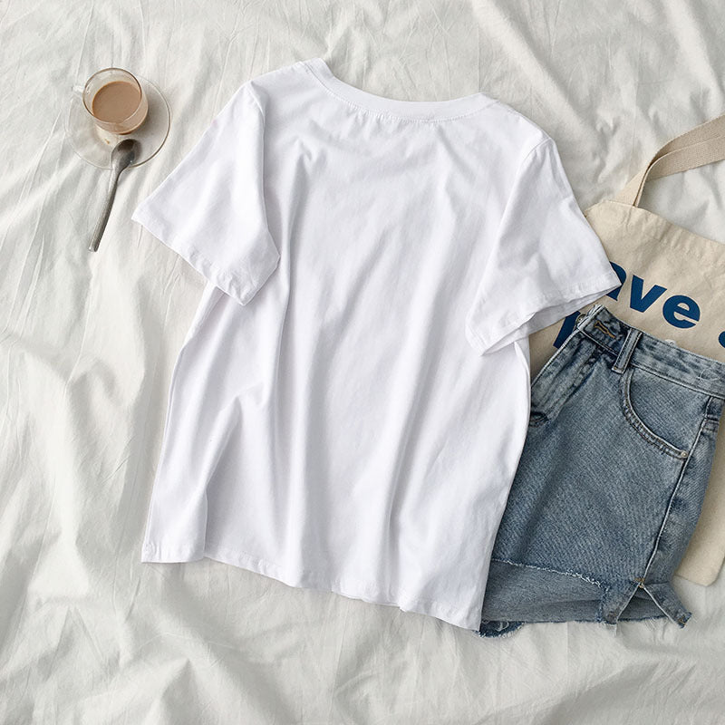 Loose Base Round Neck Casual T-shirt With Clothes Underneath