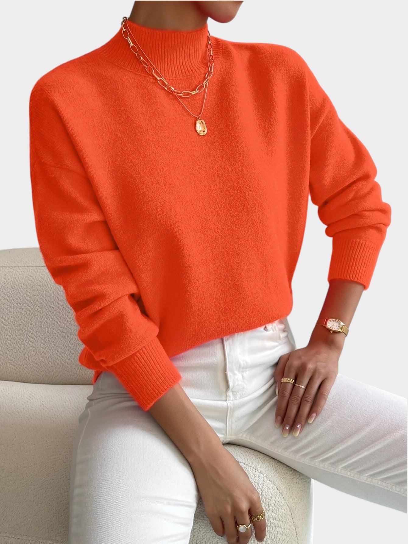 Rosalie | Mock Neck Drop-Shoulder Pullover