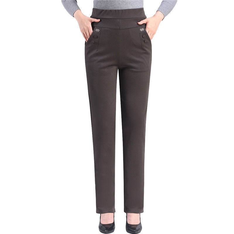 Middle-aged Women's Pants Loose High Waist Straight Casual
