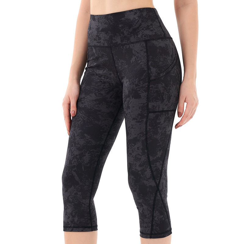 Cropped Pants Yoga Clothes Leggings Printed Fitness Pants