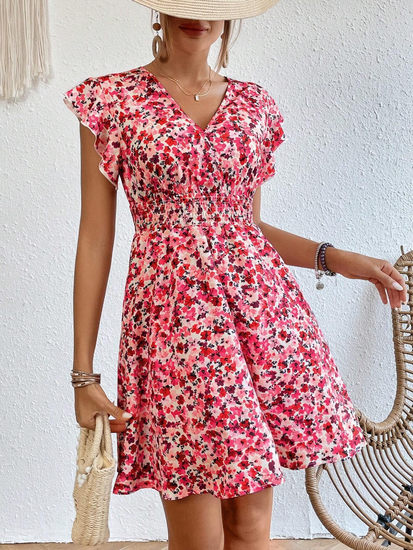 Women's Printed Flounced Dress