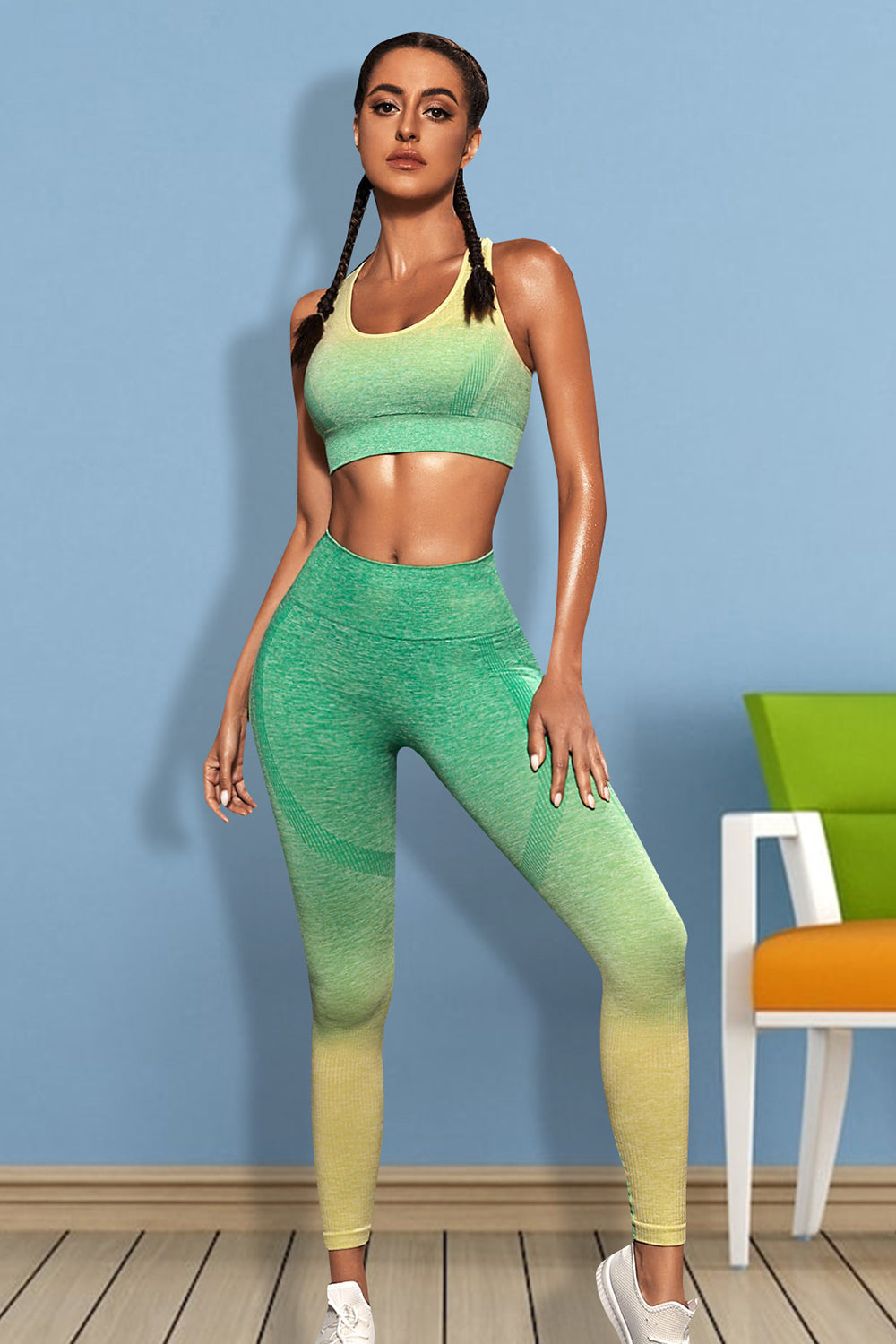 Set aus Sport-Tanktop und Leggings mit Farbverlauf