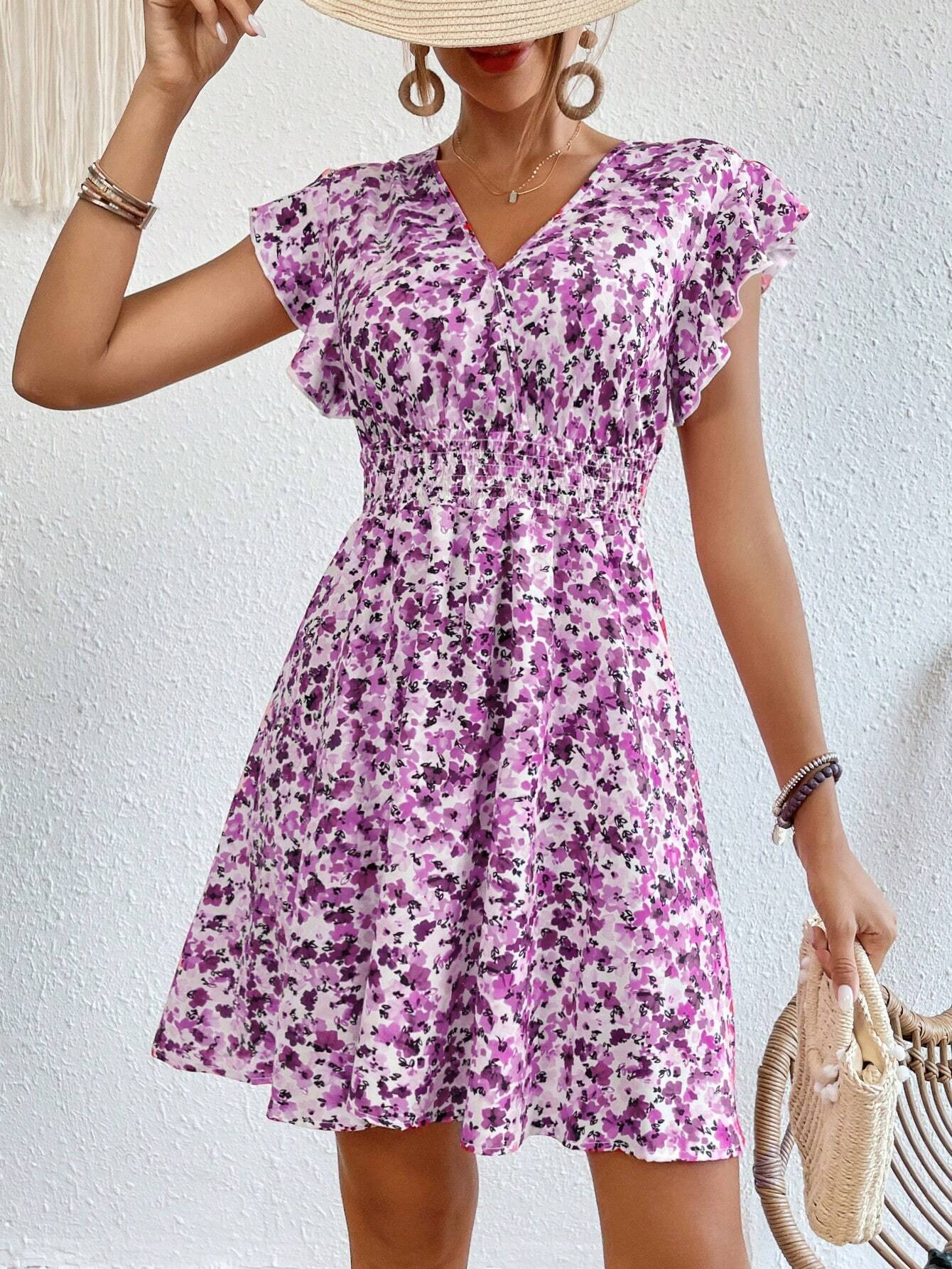 Women's Printed Flounced Dress