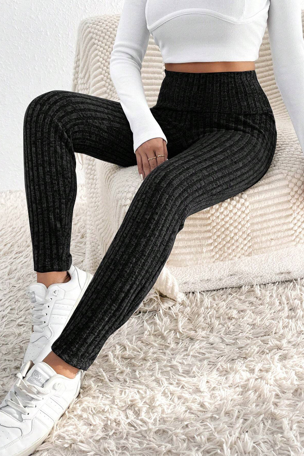 Leggings de cintura alta con canalé