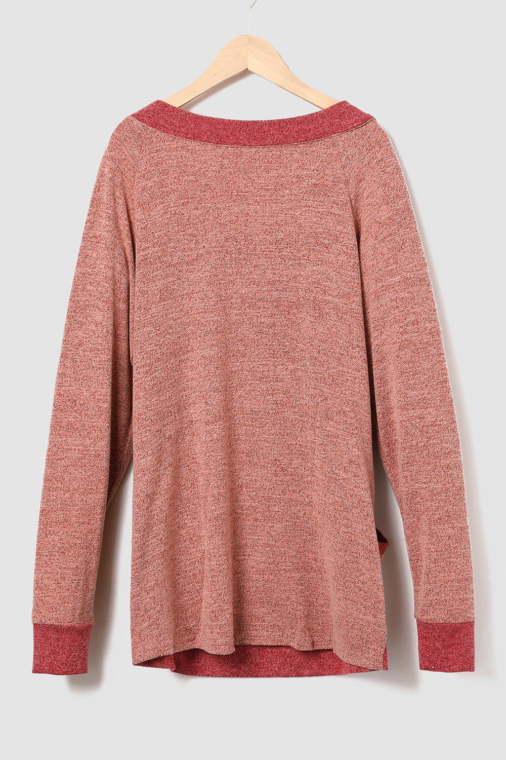 V-Neck Long Sleeve Sweatshirt with Pockets