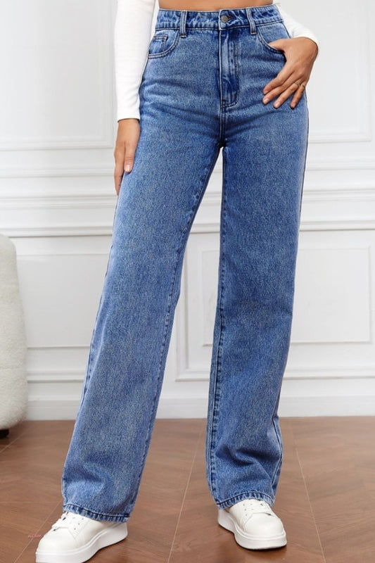 Gerade Jeans mit hoher Taille