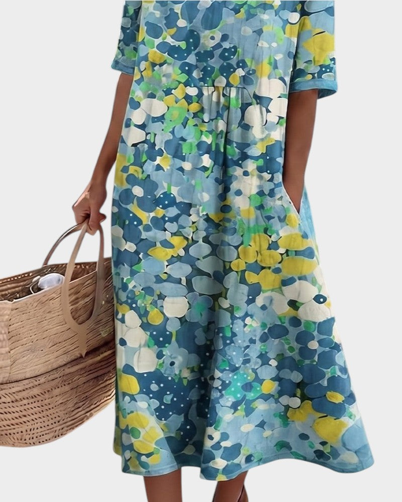 ELENA™ - ELEGANT FLORAL SUMMER MIDI DRESS