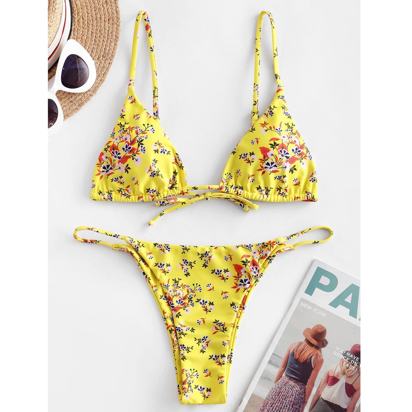 Summer Flowers Print Bikini Sexy Beach Swimming Suit Fashion Swimsuit Womens Clothing