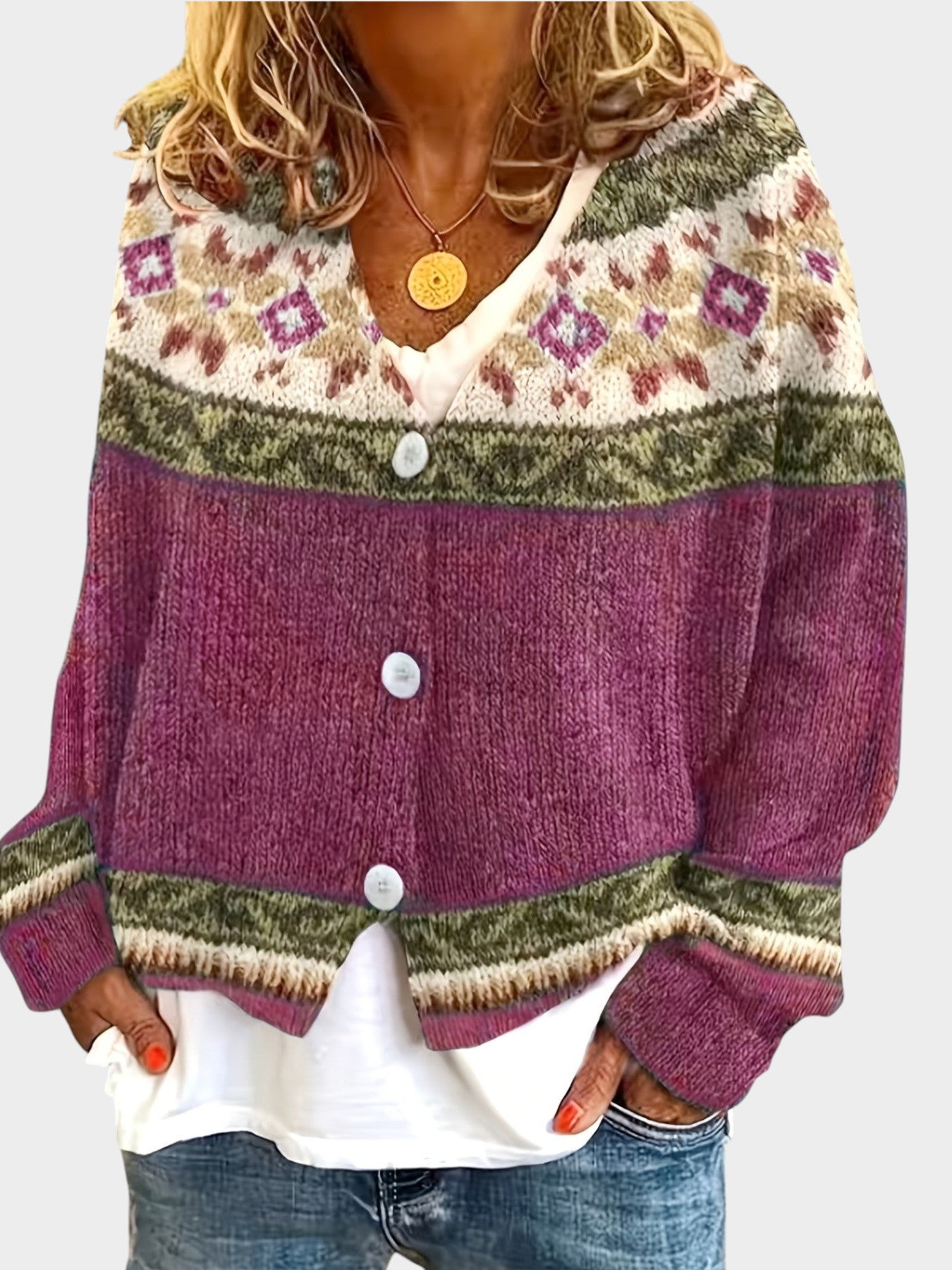 Poppy | Colourblock Button Cardigan