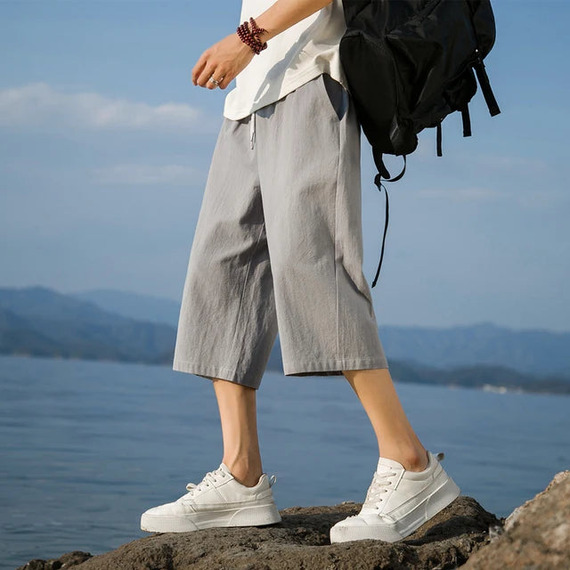 Pantalones cortos de lino y algodón de verano