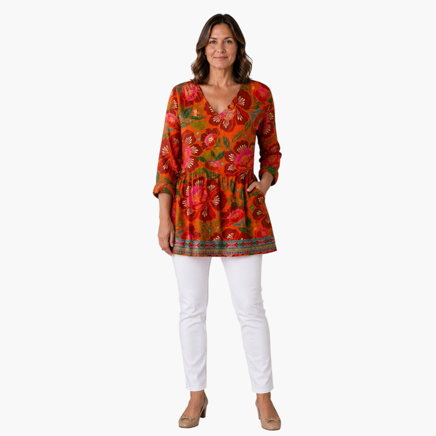 Priscilla | Long Blouse with V-Neck