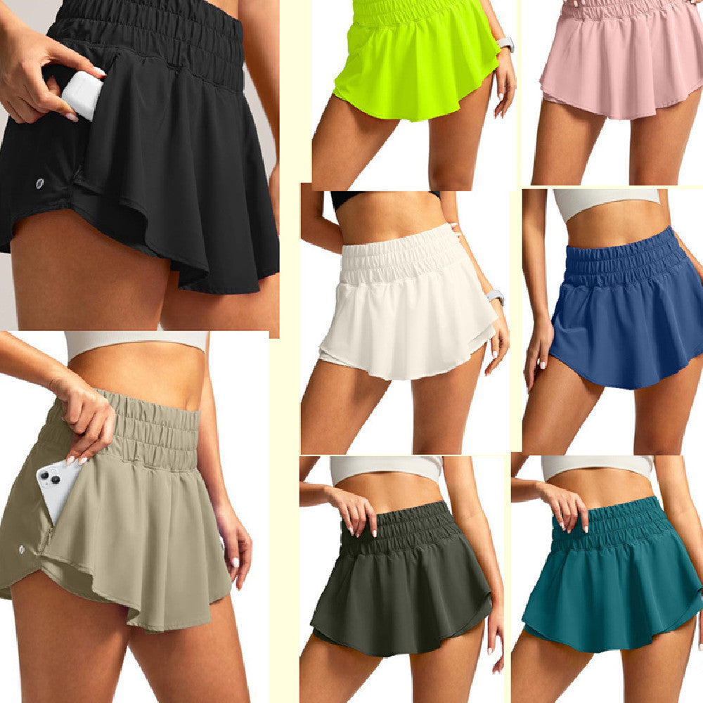 Yoga Pants Sports Tennis High Waist Double-layer Skirt