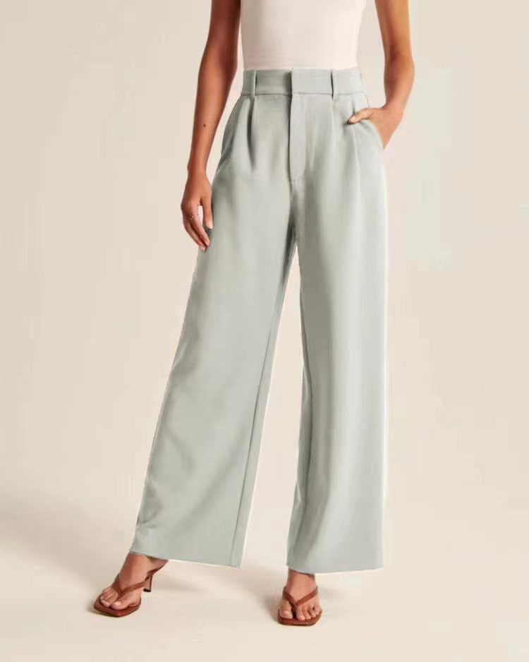 Commuter drape, slimming and solid pockets, high waisted wide leg pants, paired with a belt, wide leg casual suit pants for wome