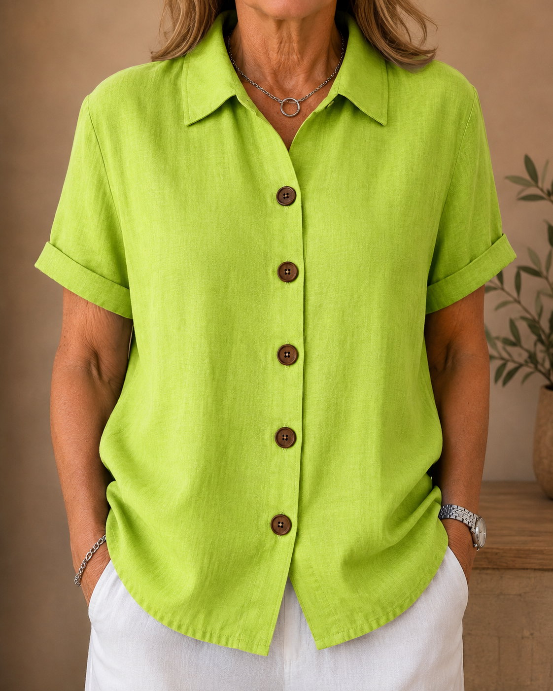 Elegant Button Front Blouse