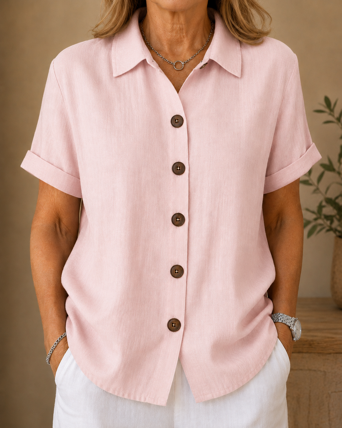 Elegant Button Front Blouse