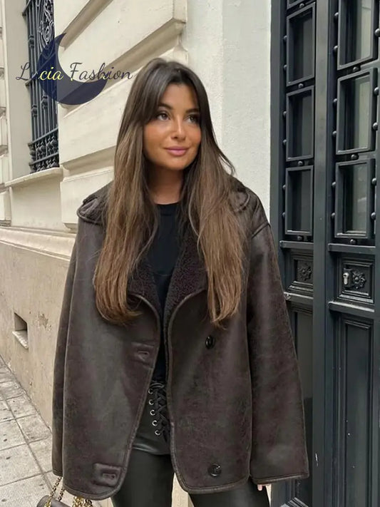 Chaqueta de invierno con parches de vellón para mujer