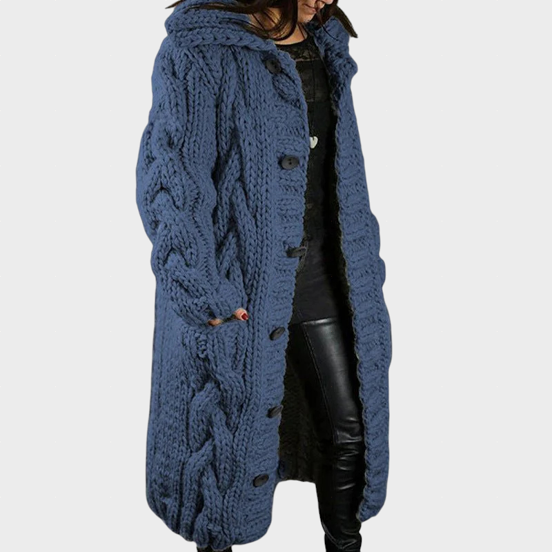 Karina™ | Hooded Cable-Knit Longline Cardigan — Final Edit