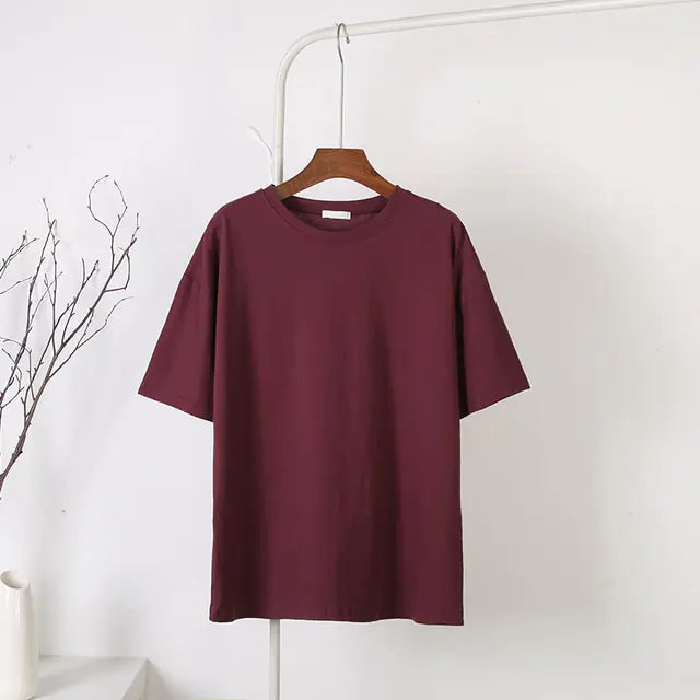 Camiseta básica de algodón suave para mujer