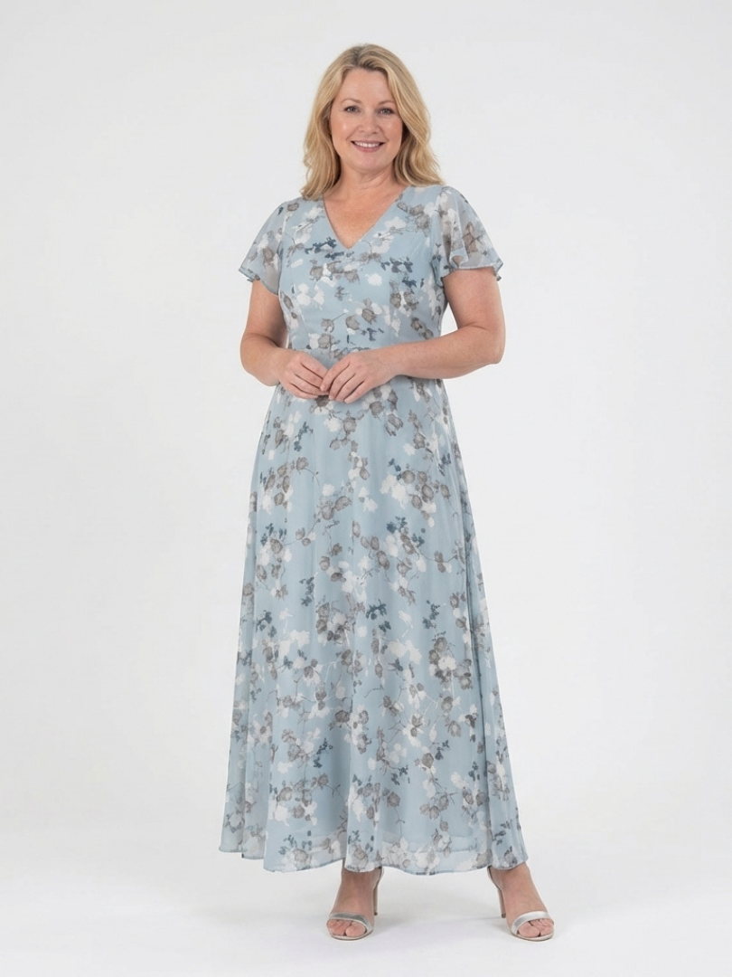 Ismeria - Floral Chiffon Maxi Dress