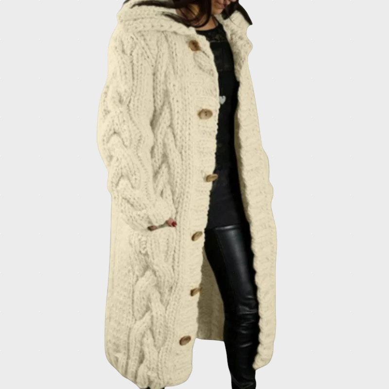Karina™ | Hooded Cable-Knit Longline Cardigan — Final Edit