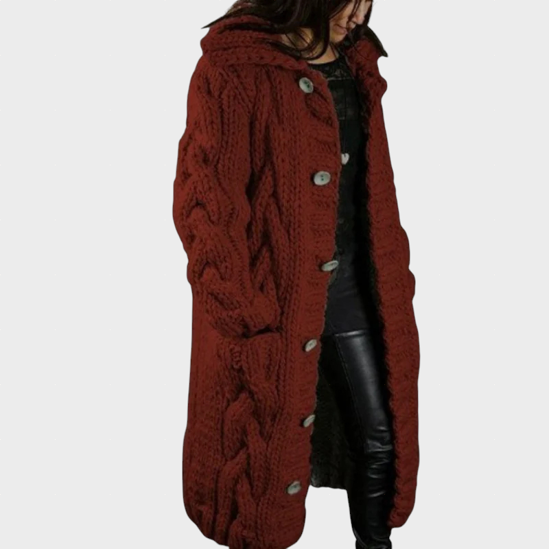 Karina™ | Hooded Cable-Knit Longline Cardigan — Final Edit