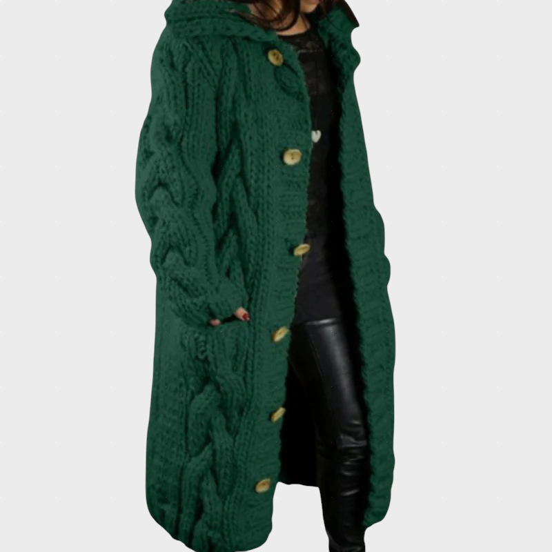 Karina™ | Hooded Cable-Knit Longline Cardigan — Final Edit