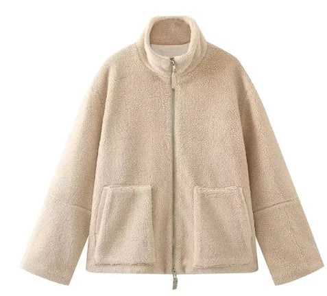 Women's Lamb Wool Turtleneck Woolen Coat