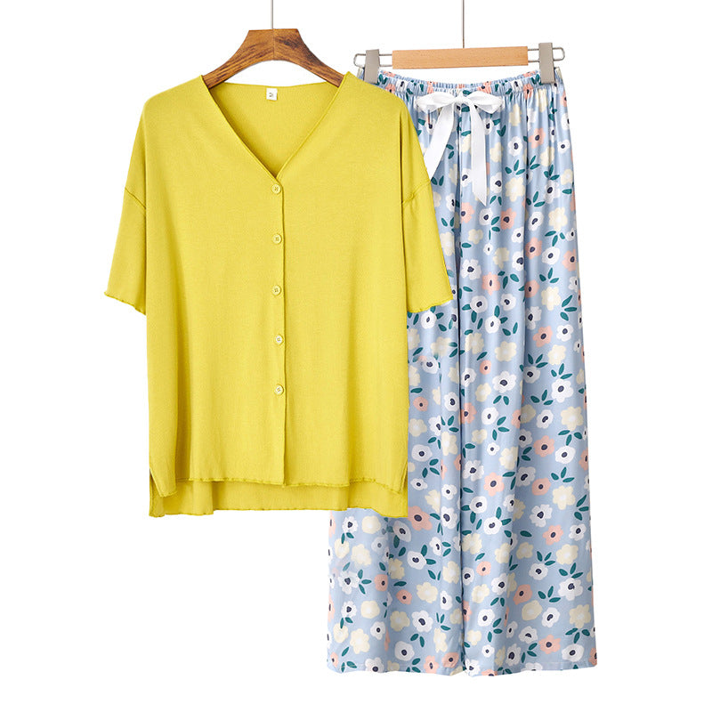 Modal Thin Pajamas Female Cotton Silk Home Clothing