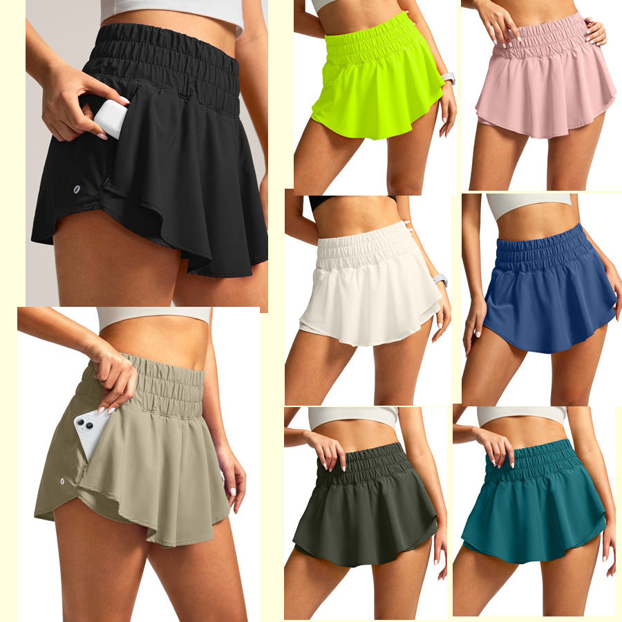 Yoga Pants Sports Tennis High Waist Double-layer Skirt