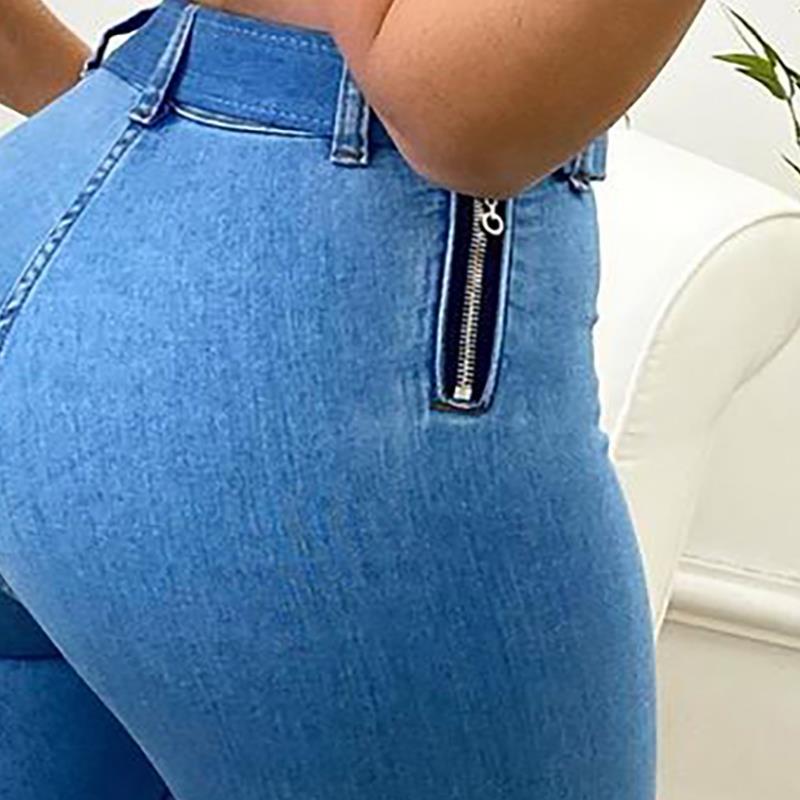 Damenbekleidung gerade Stretch hohe Taille enge Hose 