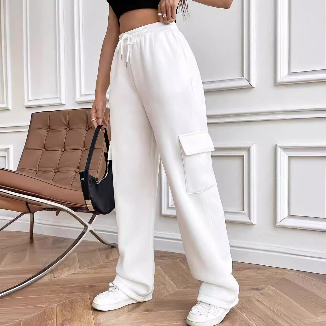 All-matching Solid Color Straight Wide Leg Sweatpants