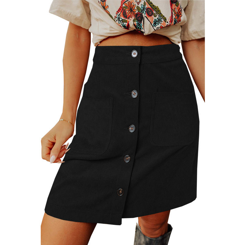 Corduroy Skirt High Waist All-matching