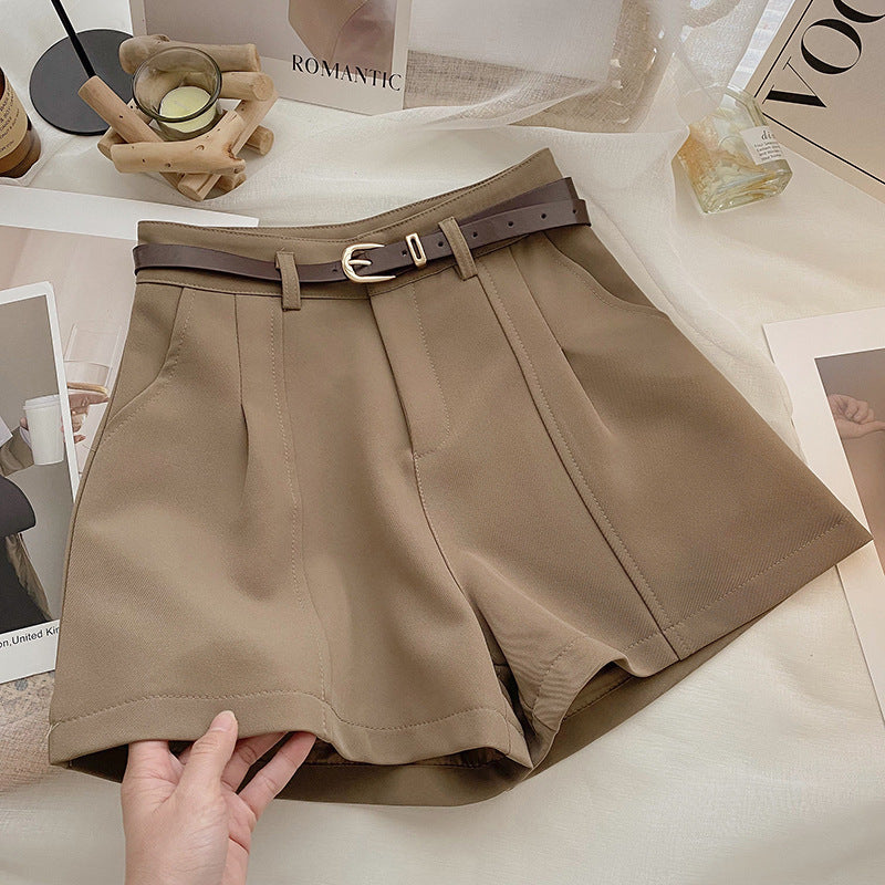 Schlichte Retro-Hose im Hong Kong-Stil mit hoher Taille und weitem Bein in A-Linie