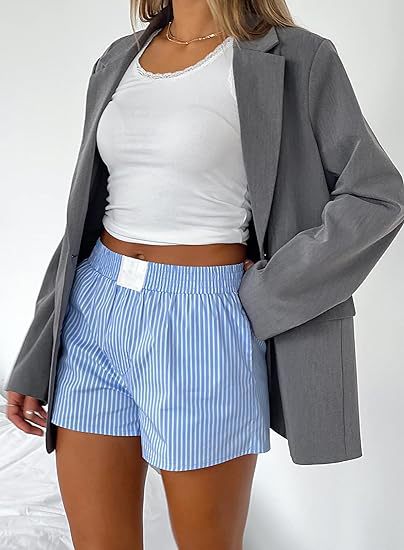 Modische, lockere und bequeme gestreifte Shorts mit Taschen für Damen