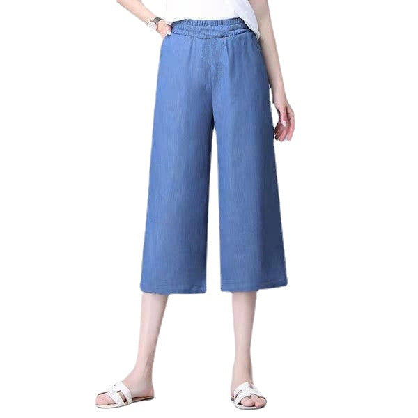 Straight Lyocell Jeans Female Wide Leg High Waist
