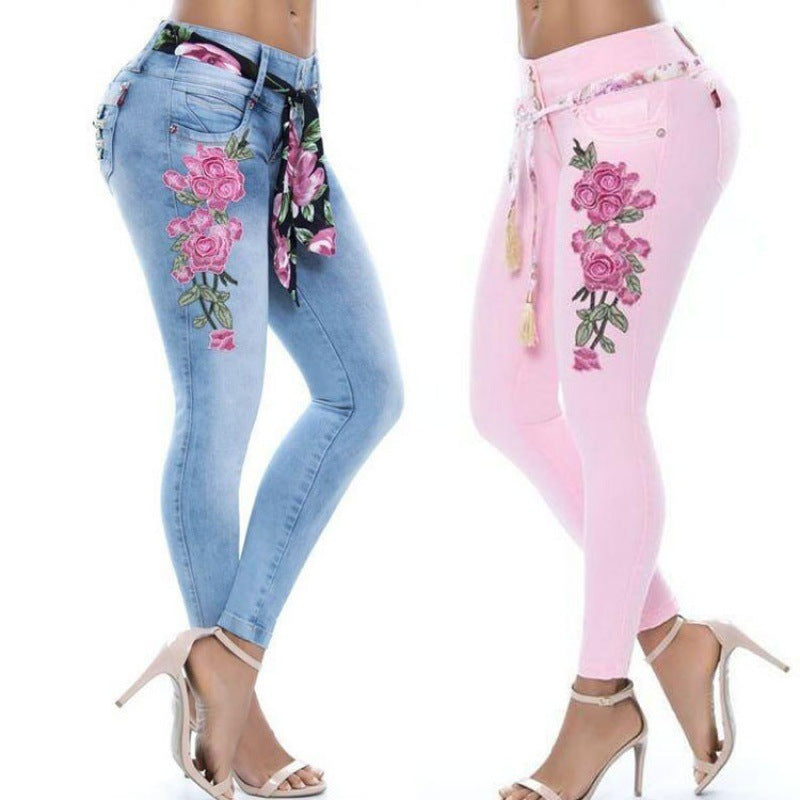 women's autumn new collage jeans