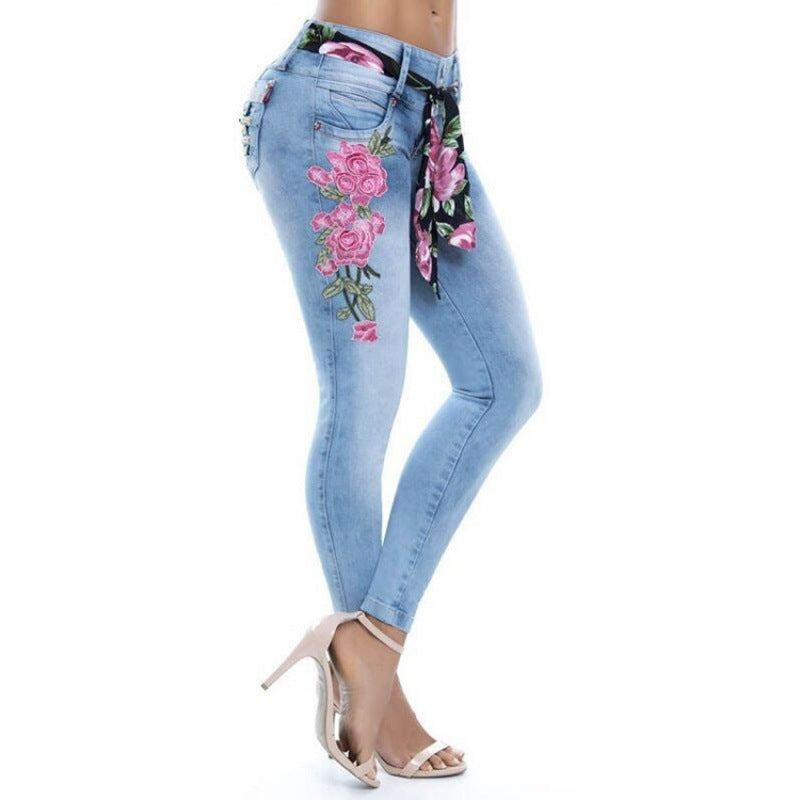 women's autumn new collage jeans