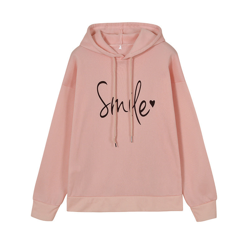 Women's Simple Round Neck Long Sleeve Printed Loose Sweatshirt