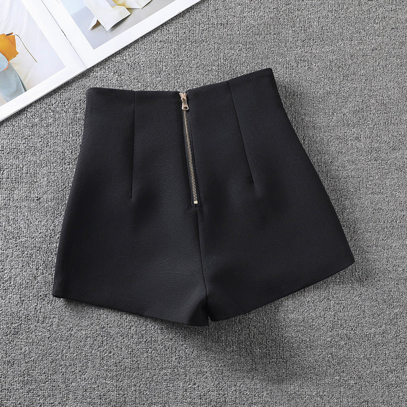 High Waist Double Breasted Design Suit Shorts