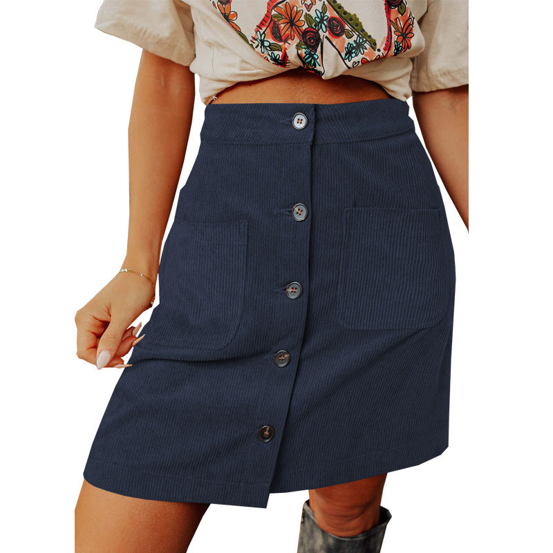 Corduroy Skirt High Waist All-matching