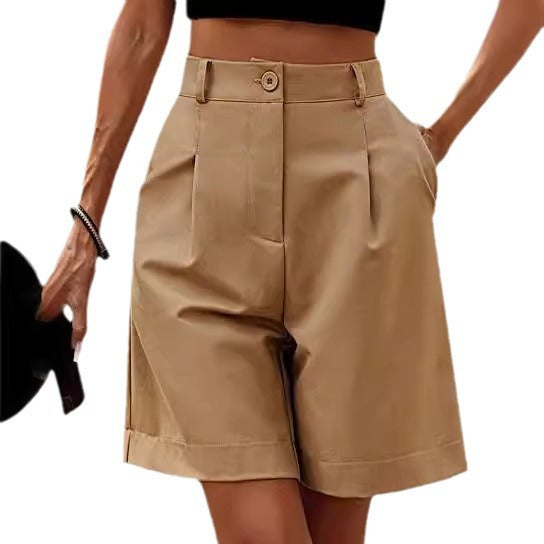 Damen Sommerhose, dünne, hohe Taille, lockere, gerade, lässige Cropped-Hose