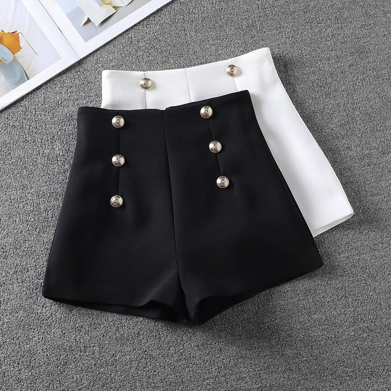 High Waist Double Breasted Design Suit Shorts