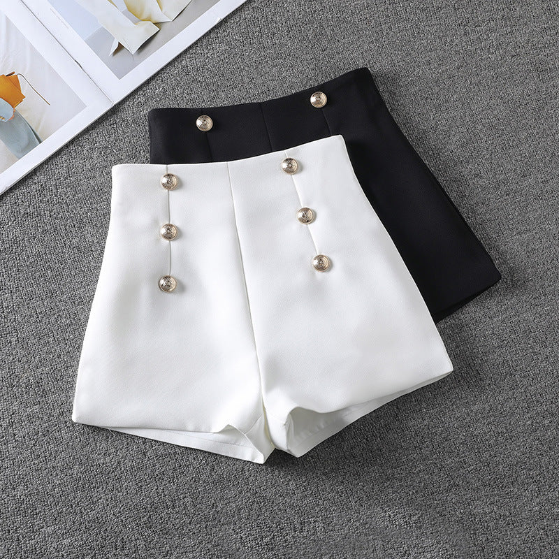 High Waist Double Breasted Design Suit Shorts