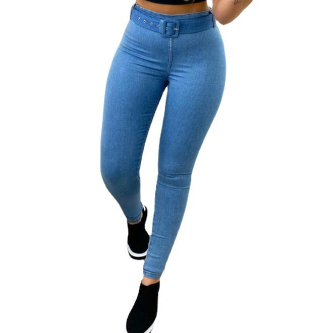 Women's clothing straight stretch high waist tight trousers