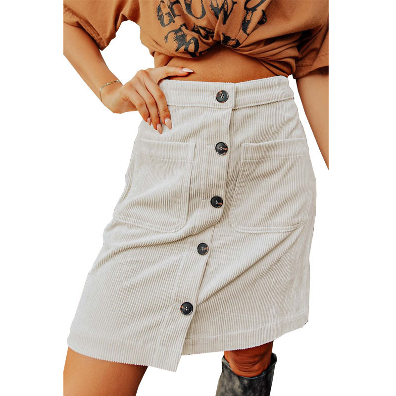 Corduroy Skirt High Waist All-matching