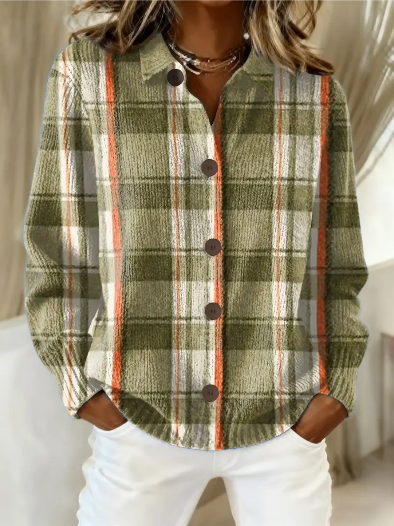 Hazel - Olive Plaid Button Cardigan