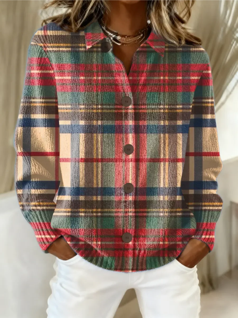 Gloria - Multicolor Plaid Button Cardigan