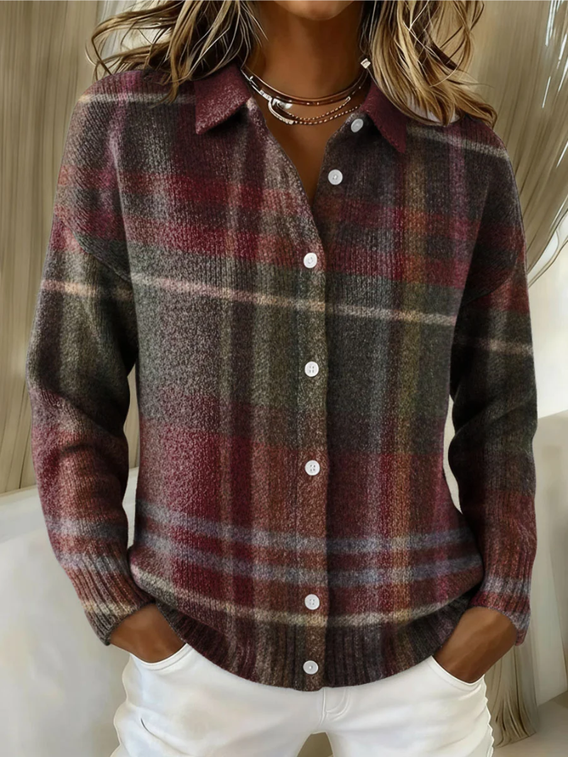 Eleanor - Classic Plaid Knit Cardigan